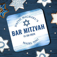 Bar Mitzvah Blue Foil Marine Typographie moderne B