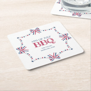 Dessous-de-verre Carré En Papier Barbecue patriotique 4 juillet BBQ Summer Party
