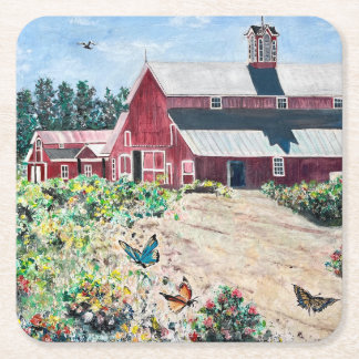 Dessous-de-verre Carré En Papier Barnes et papillons