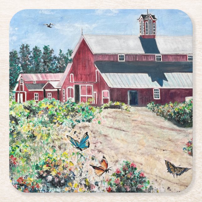 Dessous-de-verre Carré En Papier Barnes et papillons (Devant)