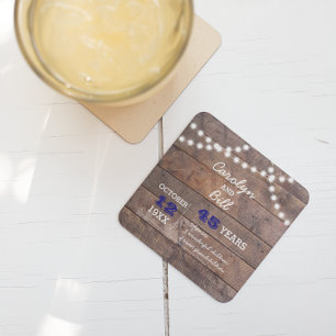 Dessous-de-verre Carré En Papier Barnwood Lights Sapphire Anniversaire personnalisé