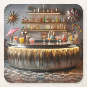 Dessous-de-verre Carré En Papier Barre de parti futuriste atomique du milieu du siè