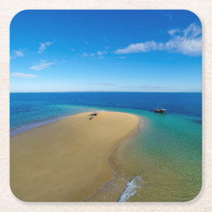 Dessous-de-verre Carré En Papier Barre de sable et île d'Ibos du dhaw , Mozambiqu