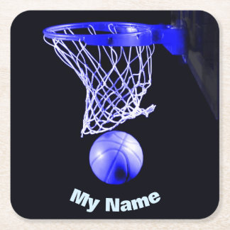 Dessous-de-verre Carré En Papier Basketball Votre Nom