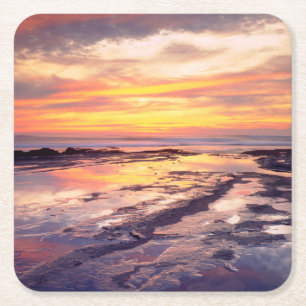 Dessous-de-verre Carré En Papier bassins de marée de Sunset Cliffs