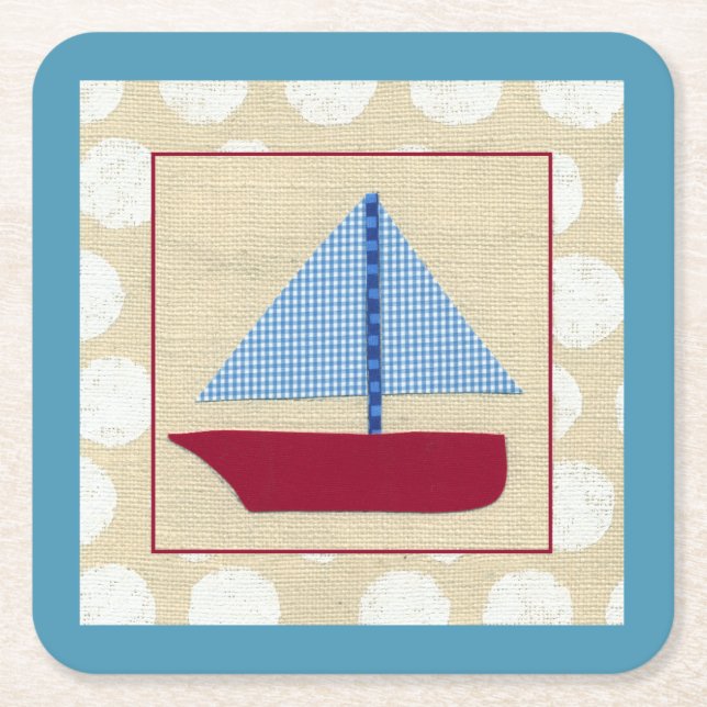 Dessous-de-verre Carré En Papier Bateau à voile pour enfants par Chariklia Zarris (Devant)