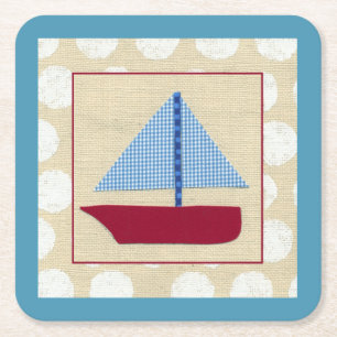Dessous-de-verre Carré En Papier Bateau à voile pour enfants par Chariklia Zarris