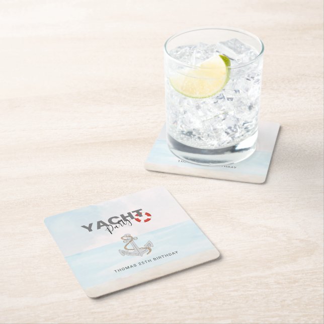 Dessous-de-verre Carré En Papier Bateau bateau bateau bateau croisière fête d'anniv (En situation)