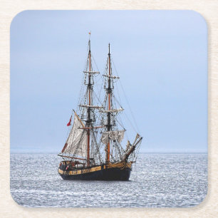 Dessous-de-verre Carré En Papier Bateau de pêche nautique Ciel bleu