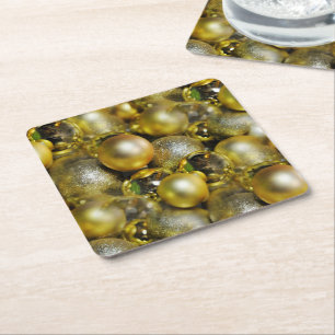Dessous-de-verre Carré En Papier Baubles de Noël d'or