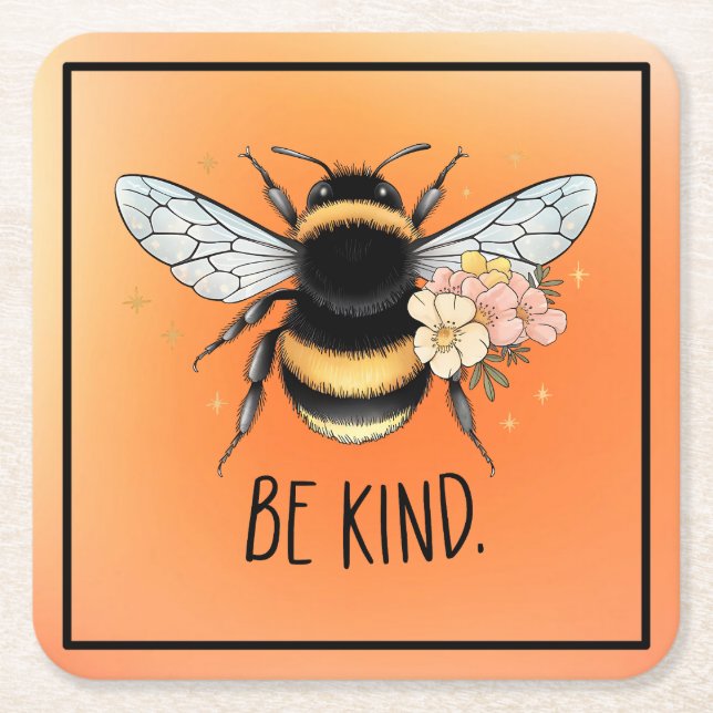 Dessous-de-verre Carré En Papier Be Kind Honey Bee Clipart-57650 (Devant)