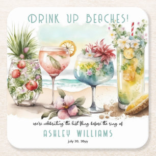 Dessous-de-verre Carré En Papier Beach Tropical Cocktails à thème Bachelorette Part