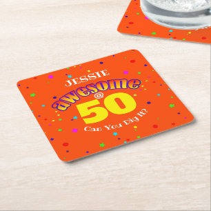 Dessous-de-verre Carré En Papier BEAU 50E ANNIVERSAIRE D'Orange