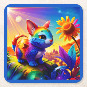 Dessous-de-verre Carré En Papier Beau animal trois