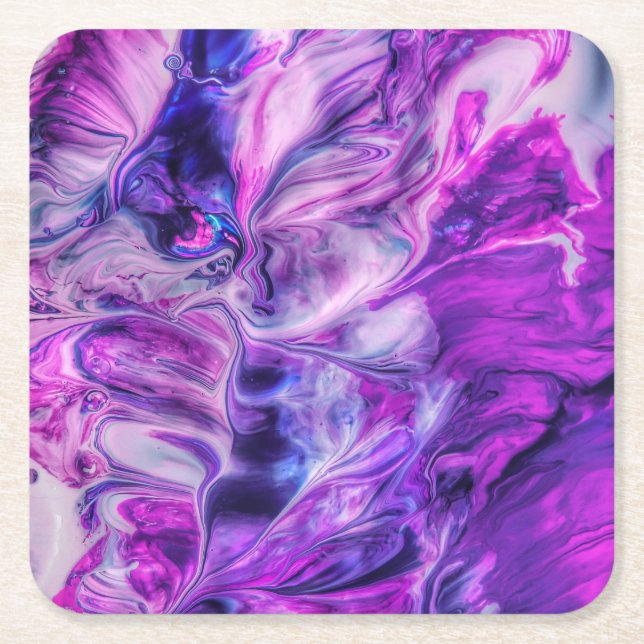 Dessous-de-verre Carré En Papier Beau Arrière - plan de fumée violet de perruques (Devant)