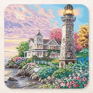 Dessous-de-verre Carré En Papier Beau chalet phare