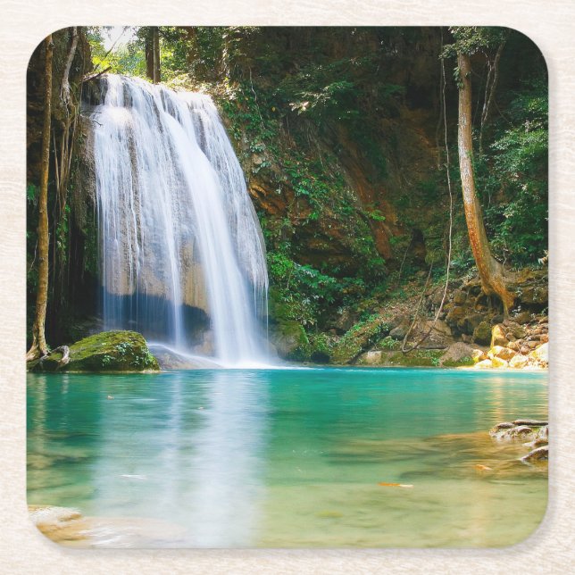 Dessous-de-verre Carré En Papier Beau Dessous de verre de cascade (Devant)