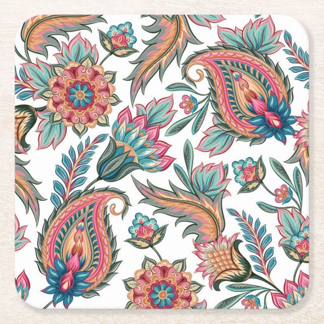 Dessous-de-verre Carré En Papier Beau Dessous de verre Paisley (Devant)