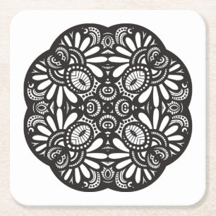 Dessous-de-verre Carré En Papier Beau griffonnage de carré noir de Deco