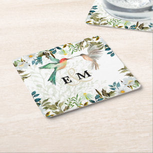 Dessous-de-verre Carré En Papier Beau HUMMINGBIRDS Couple Mariage