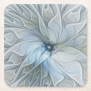 Dessous-de-verre Carré En Papier Beauté Élégante Art Abstrait Moderne Fleur Fractal