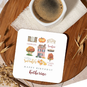 Dessous-de-verre Carré En Papier Beaux favoris d'automne Fête d'anniversaire rustiq