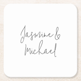 Dessous-de-verre Carré En Papier Beaux Noms De Couple De Calligraphie Chic