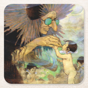 Dessous-de-verre Carré En Papier Bébé au bain et Fée, Jessie Willcox Smith