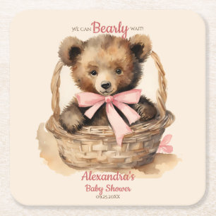Dessous-de-verre Carré En Papier Bébé Bear Cub Girls Baby shower