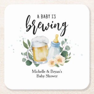 Dessous-de-verre Carré En Papier Bébé Brasse Baby Shower Bière de Verdure