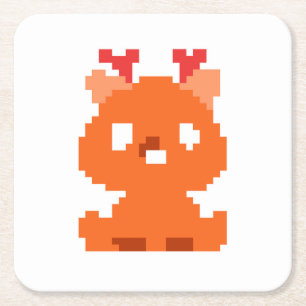 Dessous-de-verre Carré En Papier Bébé cerf pixelisé mignon