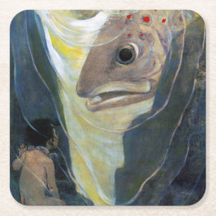 Dessous-de-verre Carré En Papier Bébé et poisson, Jessie Willcox Smith