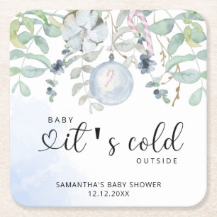 Dessous-de-verre Carré En Papier Bébé il fait froid dehors invitation baby shower