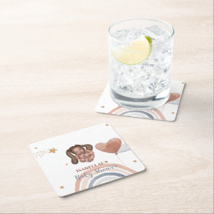 Dessous-de-verre Carré En Papier Bébé mignon baby shower enfants afro-américains