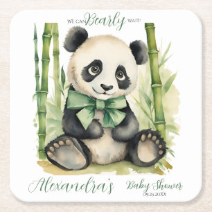 Dessous-de-verre Carré En Papier Bébé Panda Ours Baby shower neutre de genre