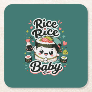 Dessous-de-verre Carré En Papier Bébé Riz Kawaii Sushi