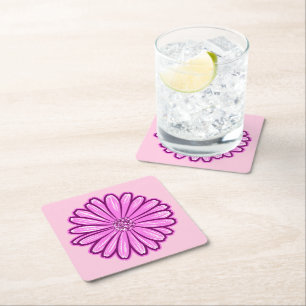 Dessous-de-verre Carré En Papier Belle Fleur de Marguerite, Illustration en Demi-Te