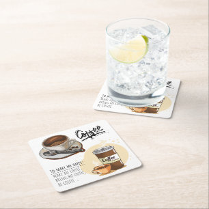 Dessous-de-verre Carré En Papier Belle image Temps café pour les amateurs de café R