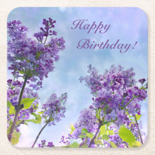 Dessous-de-verre Carré En Papier Belle Lilac Joyeux Anniversaire