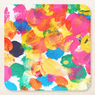 Dessous-de-verre Carré En Papier Belle peinture abstraite colorée