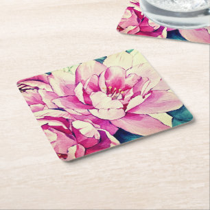 Dessous-de-verre Carré En Papier Belles fleurs extérieures