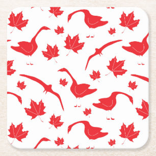 Dessous-de-verre Carré En Papier Bernaches du Canada et Feuilles de l'érable - drap