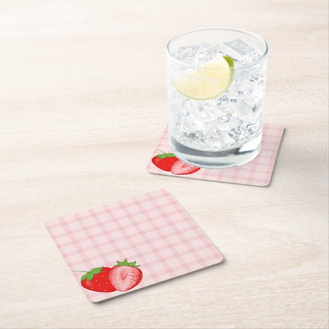 Dessous-de-verre Carré En Papier Berry First Birthday Party  (En situation)