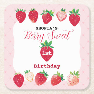 Dessous-de-verre Carré En Papier Berry Sweet 1er anniversaire