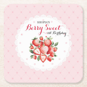 Dessous-de-verre Carré En Papier Berry Sweet 1er anniversaire