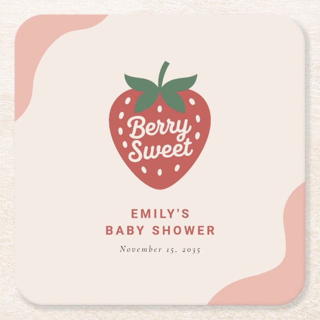 Dessous-de-verre Carré En Papier Berry Sweet Cute Baby Shower (Devant)