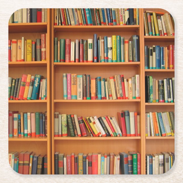 Dessous-de-verre Carré En Papier Bibliothèque Livres Librairie Vêtements de livres  (Devant)