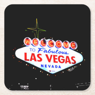 Dessous-de-verre Carré En Papier Bienvenue à Fabuous Las Vegas Nevada Sin City
