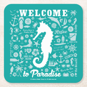Dessous-de-verre Carré En Papier Bienvenue au paradis