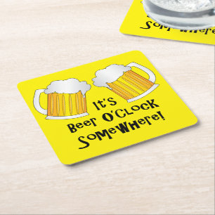 Dessous-de-verre Carré En Papier Bière O'Clock Soleil est au-dessus du Dessous de v